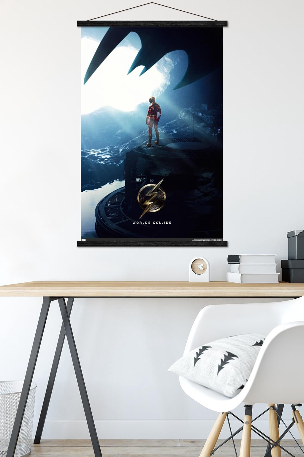 DC Comics Movie The Flash - Batcave One Sheet Wall Poster with Magnetic Frame, 22.375" x 34"