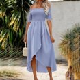 thumbnail image 6 of Ashirexll Maxi Dresses Women's Casual Dresses for Women Fashion Casual Fold Solid Color Summer Irregular Short Sleeve Off-The-Shoulder Dress, 6 of 7