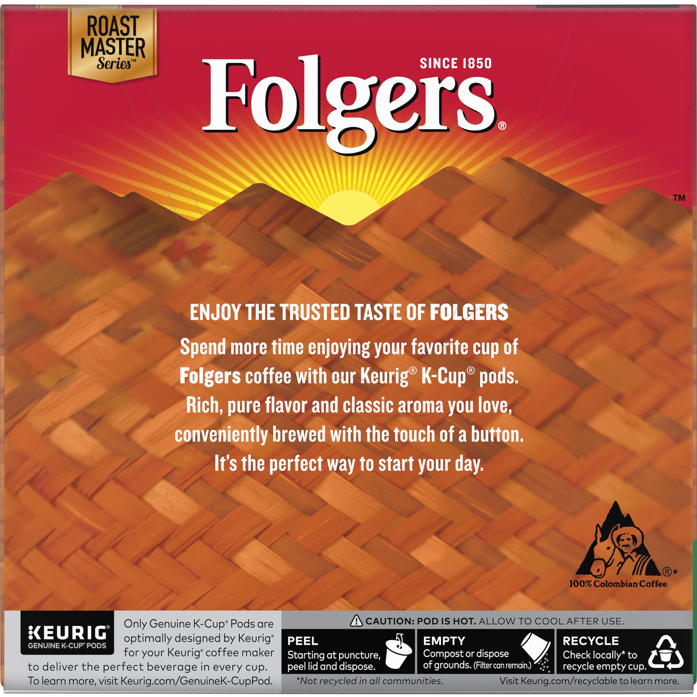 Folgers 100% Colombian Decaf Coffee, Medium-Dark Roast, K-Cup Pods for Keurig K-Cup Brewers, 18-Count - image 3 of 5