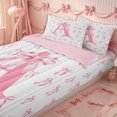 thumbnail image 3 of Erosebridal Monogram Letter A Zipper Twin Comforter Sets with Fitted Sheet and 2 Pillowcases,Satin Bow Accent Zipper Bedding Set,Pink White,4-Piece,Pink Reversible, 3 of 6