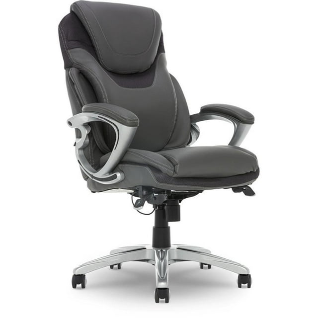 Pemberley Row Faux Leather Gray Executive Office Chair 45.75" Unassembled