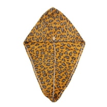 Unique Bargains 1 Pc Water-absorbent Leopard Print Hair Towel for Bathroom Hotel Coral Fleece Yellow