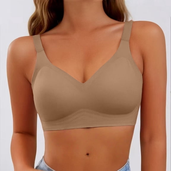 MVRLSH Jelly Bras For Women Womens Wireless Supportive Bra Full Coverage Anti Sagging Posture Correction Yellow M-4Xl