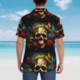 thumbnail image 4 of Fuzoiu Butterfly Flower Plant Skull Print Hawaiian Shirt for Men, Summer Beach Casual Short Sleeve Button Down Shirts, Men’s Beach Summer Shirts with Pocket,Medium, 4 of 7