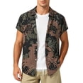 thumbnail image 2 of COSFO Button Up Short Sleeve Shirts for Men Cotton Linen Summer Floral Shirt Beach Vacation Collared Loose Fit Tops, 2 of 6