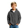 thumbnail image 2 of Dweltoz Boys Quarter Zip Hoodies Waffle Knit Long Sleeve Hooded Sweatshirts Casual Kids Teens Pullover Tops Back to School Clothes 2026 Fall Winter Athletic Hoodies,Gray 11-12 Years, 2 of 6
