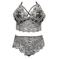 thumbnail image 3 of Gibobby Tangas de mujer sexy encaje Conjunto de lencería de talla grande para mujer Conjunto de ropa interior de encaje de 2 piezas con sexy y sujetador de tiras(Gris M), 3 of 5