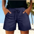 thumbnail image 2 of Womens Shorts 2026 Comfy Summer Drawstring High Waist Cotton Shorts with Pockets for Women Trendy by Yigetop Navy 2XL, 2 of 7