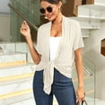 thumbnail image 4 of Uvplove Women's Casual Cardigan Short Sleeve Tieable Cardigan Light_Apricot-XL, 4 of 16