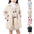 thumbnail image 5 of CPNG Toddler Little Girls Double Breasted Trench Coat Dress Coats Lapel Long Trench Coats Outerwear with Pockets(Khaki,5-6 Years), 5 of 6