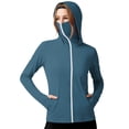 thumbnail image 3 of Women's Loose Fit Long Sleeve Hooded Zipper Solid Color Sun Protection Top Shirt Casual Daily Fashion Shirts | CSEONE,Blue S, 3 of 6