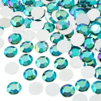 John Bead 500-Piece 10mm (SS45) | Aqua AB Acrylic Round Flat Back Rhinestones