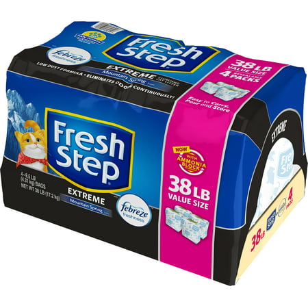 Fresh Step Extreme Scented Litter with the Power of Febreze, Clumping Cat Litter Mountain Spring, 38