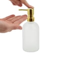 thumbnail image 3 of Unique Bargains 1 Pc Classic Cylindrical Soap Pump Dispenser for Hotel 400ml White Gold Tone, 3 of 6