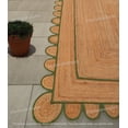 thumbnail image 3 of Hand woven scalloped jute Green border with natural jute rugs,Scalloped Jute Rug,Scalloped Edge Rug,Scallop Jute Blue Hand Made Rug, 3 of 5