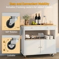 thumbnail image 6 of 35.4'' W Rolling Kitchen Island with Storage Cabinet, Portable Mobile Island Table with 2 Drawers, Wood Top Kitchen Cart with Towel Rack & Lockable Wheels, White, 6 of 10