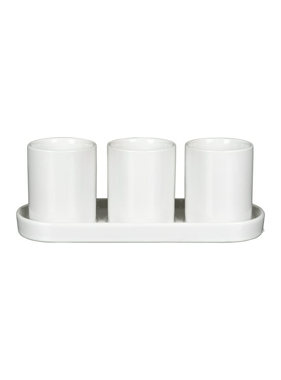 Mainstays White Ceramic 11in x 3.75in x 4in Herb Plant Planter