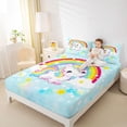thumbnail image 3 of Erosebridal Cartoon Unicorn Girls Bed Sheets,Cute Rainbow Stars Print King Sheets For Kids 4pcs, 3 of 6