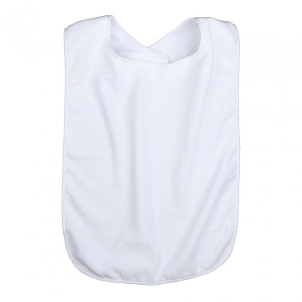 Babero para adultos mayores, protector de ropa, lavable y resistente a las manchas. Blanco