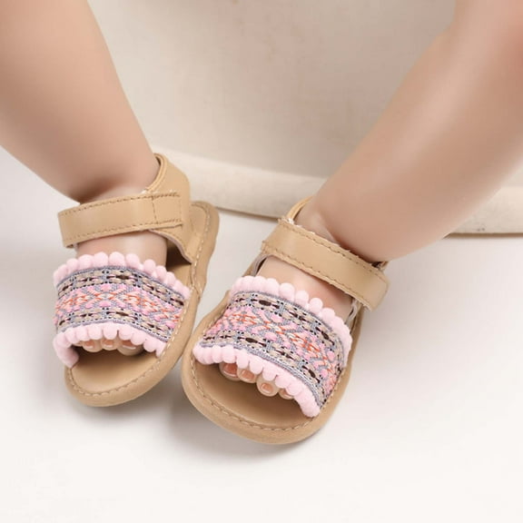 Herrnalise Baby Girls Sandals Embroidered Flower Summer Flat Shoes Infant First Walkers summer savings