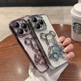 thumbnail image 2 of 6D Electroplated for iPhone 13 Pro Max Case for Women Girls Luxury Liquid Quicksand Case with Camera Protector Glitter Sparkly Bear Slim Shockproof Rubber Protecive Case (Silver), 2 of 7
