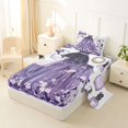 thumbnail image 2 of Castle Fairy Elegant Floral Tulle Gown Twin Sheets 3pcs,Glamorous Perfume Handbag Bedding,Purple Black White,1 Fitted Sheet, 1 Flat Sheet and 1 Pillowcase, 2 of 6