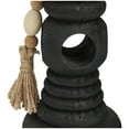 thumbnail image 4 of DecMode 3 Candle Black Wood Handmade Textured Matte Candle Holder with Beaded Garland Accent, Set of 3, 4 of 8