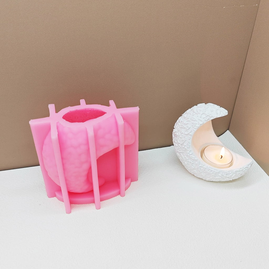 Moon Shape Candle Holder Molds Silicone Tealight Stand Molds for Epoxy Resin