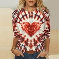 thumbnail image 2 of Goodeals Valentine's Day T Shirts Womens Tie Dye Cute Heart Love Graphic Tees 3/4 Sleeve Tunic Tops Loose Crewneck Valentine's Day Heart Tshirts(Pink,L), 2 of 5