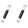 thumbnail image 1 of 2X Lector de Tarjetas de Memoria 5 en 1 USB 2.0 Tipo C/USB/Micro-USB/TF/SD Adaptador de Lector de Tarjetas OTG Accesorios para Teléfonos Móviles, Negro, 1 of 5
