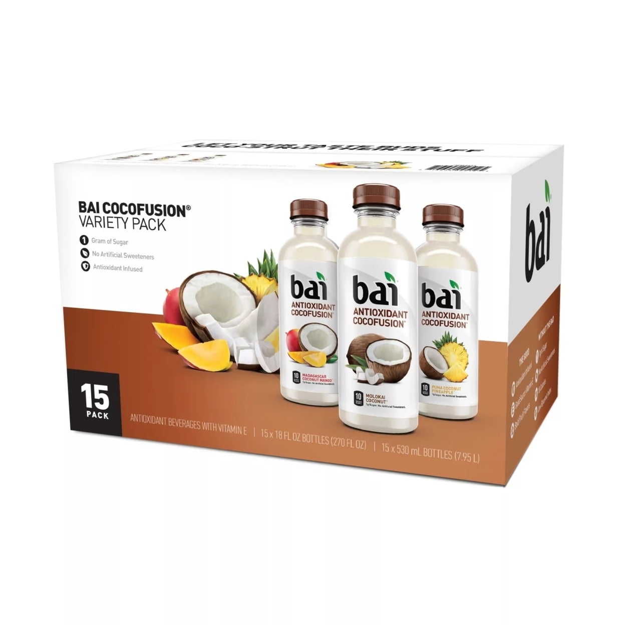 Bai Cocofusions Antioxidant Infused Beverage Variety Pack 18 Fl Oz (15 Pack)