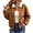 Coffee, variant on Womens Varsity Bomber Jacket Shearling Collar Snap Button Striped Cuffs Fall Casual Coat (Khaki, XXL)