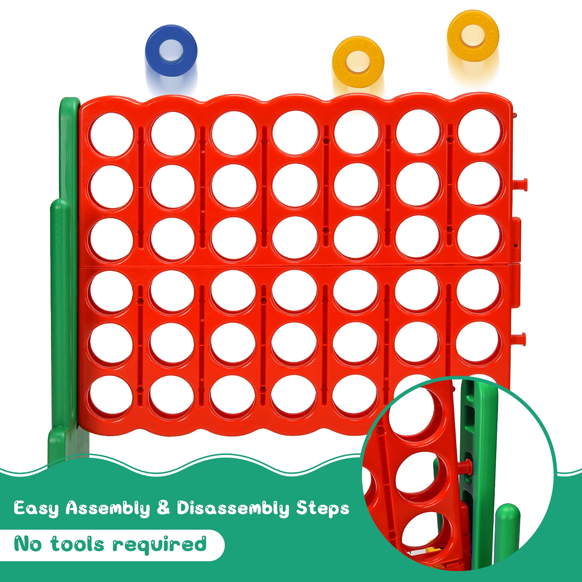 Costway 4-in-A Row Giant Game Set w/Basketball Hoop for Family Green