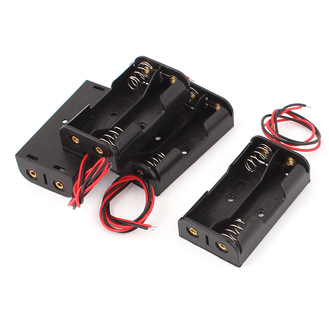 Unique Bargains 4 Pcs Black Plastic Shell 2 x AA Batteries Battery Holder Case Storage