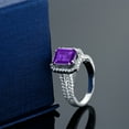 thumbnail image 5 of Gem Stone King 2.78 Cttw Purple Amethyst Engagement Ring for Women in 925 Sterling Silver | Emerald Cut 9X7MM | Gemstone Birthstone | Available in Size 5, 6, 7, 8, 9, 5 of 7