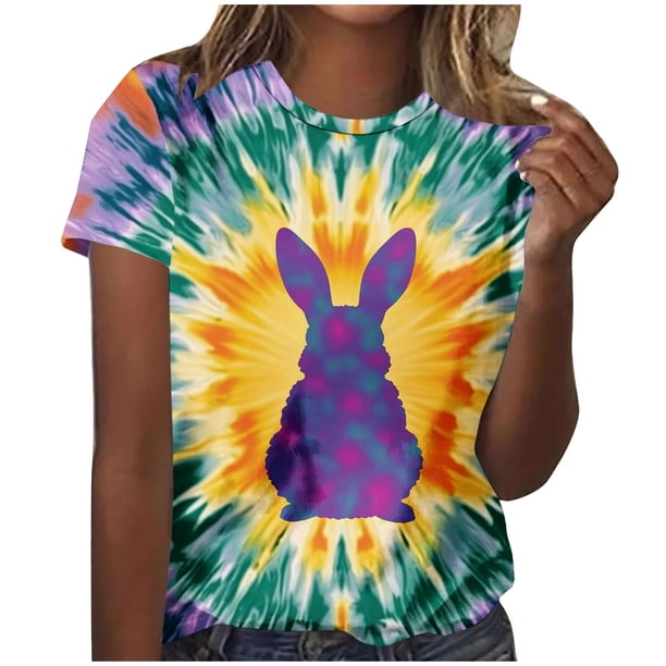 Tops de Cuello Redondo para las Mujeres de Moda Suelto Casual Relajantemente Impresa Camiseta de Manga Corta Top Casual Tops Sueltos para las Mujeres