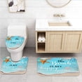 thumbnail image 2 of Teal Bath Mat Set, Ocean Beach Theme Starfish Seashell Bathroom Mat Set with Bath Rug Mat, Coastal Themed Nature Rustic Vintage Wood Ocean Quote Words Bathroom Rug and Toilet Lid Cover, 2 of 2