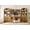 Walnut, variant on Home Office Set, 47" Modern Executive Desk with Charging Station and Drawers & 2 Piece 71"H Tall 3-Tier Arched Bookcases with Open Storage for Living Room, Bedroom, Home Office