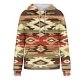 thumbnail image 4 of Western Aztec Hoodies for Women Geometric Print Ethnic Style Pullover Tops Casual Long Sleeve Loose Retro Hooded Sweatshirts, 4 of 5