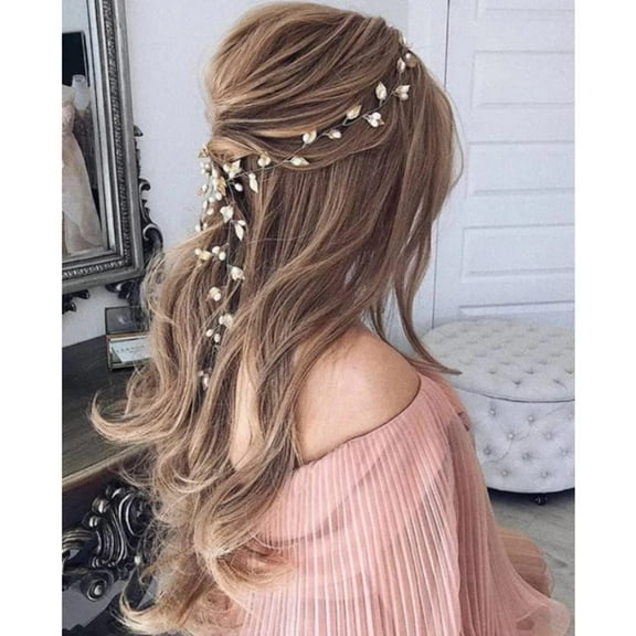 Leaf Bride Wedding Hair Vine Gold Pearl Hair Piece Bridal Hair Accessories for Women and Girls HV174