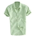 thumbnail image 5 of Mens Lin Manches Courtes Été Solide Chemises Décontracté en Vrac Robe Soft Tops Tee, 5 of 5