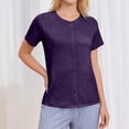 thumbnail image 7 of OIOLOYJM Womens Mastectomy Shirts with Drain Pockets Tear Away Side Snap Post Shoulder Surgery Shirts Chemo Port Dialysis T Shirt Dressy Casual Cozy Blouses Dark Purple 2XL, 7 of 7