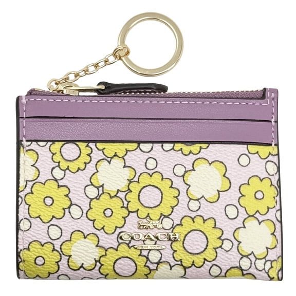 Coach Women's Mini Skinny Zip Id Card Case with Floral Print (Lilac Multi)
