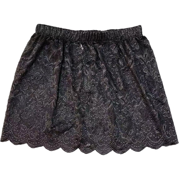 Hzzsbu False Layers Flexible Extenders Underskirt Adjustable Mini Skirt Shirt Hem Women Slips Lace Shirt(L)