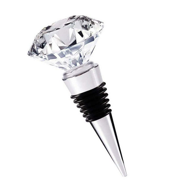 Tapón decorativo de cristal para botella de vino y bebidas, hecho de aleación de zinc y vidrio, tapón reutilizable con caja de regalo, opción múltiple, 1 pieza de cristal