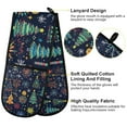 thumbnail image 2 of Yayeee Double Oven Mitt Kitchen Heat Resistant Baking 35" x7" Quilted Glove, Dark Blue Christmas, 2 of 6