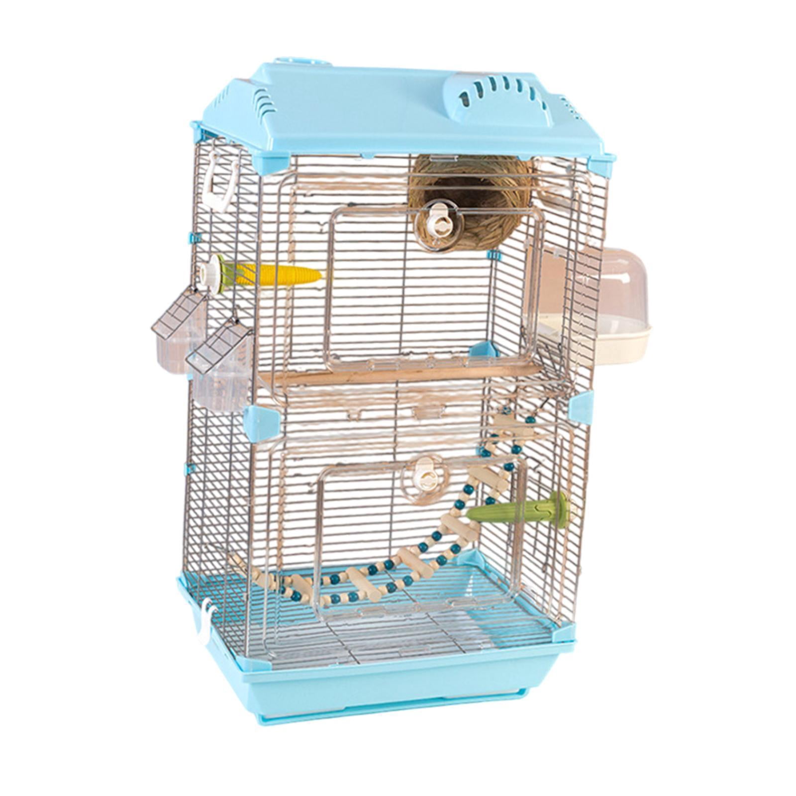 Serenable Bird Cage Birdcage Breathable Transparent Acrylic Home Decor with Stand Accessories Parrot Cage for Lovebirds Small Pet Birds blue