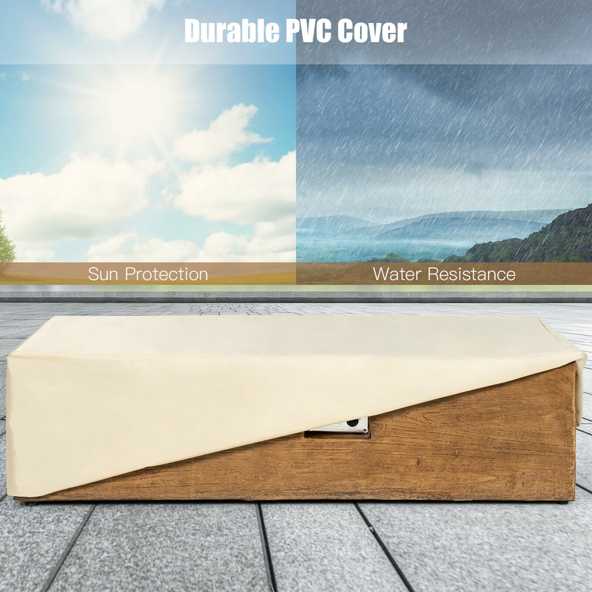 Gymax 48 x27-inch Outdoor Gas Fire Pit Table 50,000 BTU W/ Lava Rocks & Cover