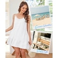 thumbnail image 4 of 100% Linen Ruffle Dress Sleeveless Spaghetti Strap Backless Summer Casual Beach Cami Dress, 4 of 8