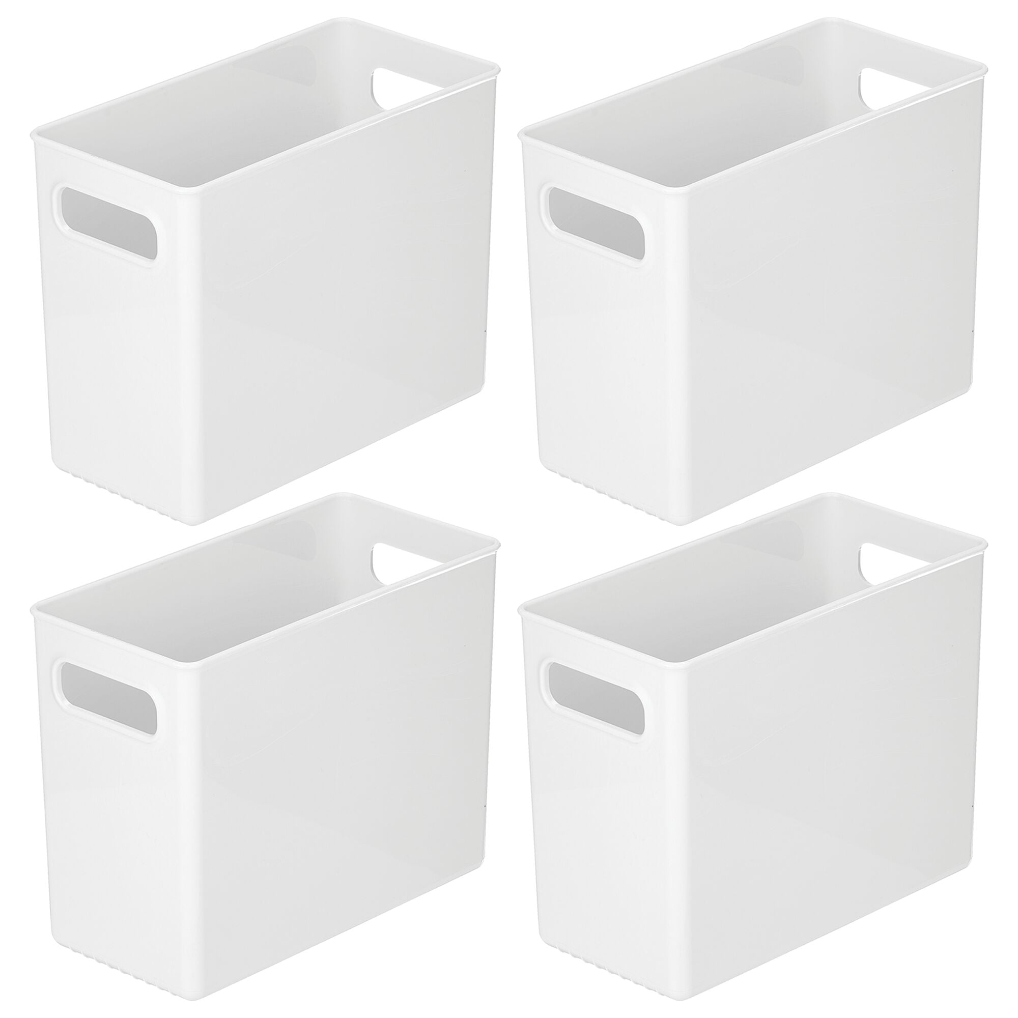  mDesign Deep Plastic Office Storage Bins with Handles for  Organization in Filing Cabinet, Closet, or Desk Drawers, Organizer for  Notes, Pens, Pencils, and Staples - Ligne Collection - 4 Pack 
